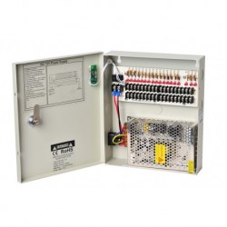 HR SECURITY - HRPS1218-10A - ALIMENTATORE 10A, 18 USCITE, IN BOX METALLICO